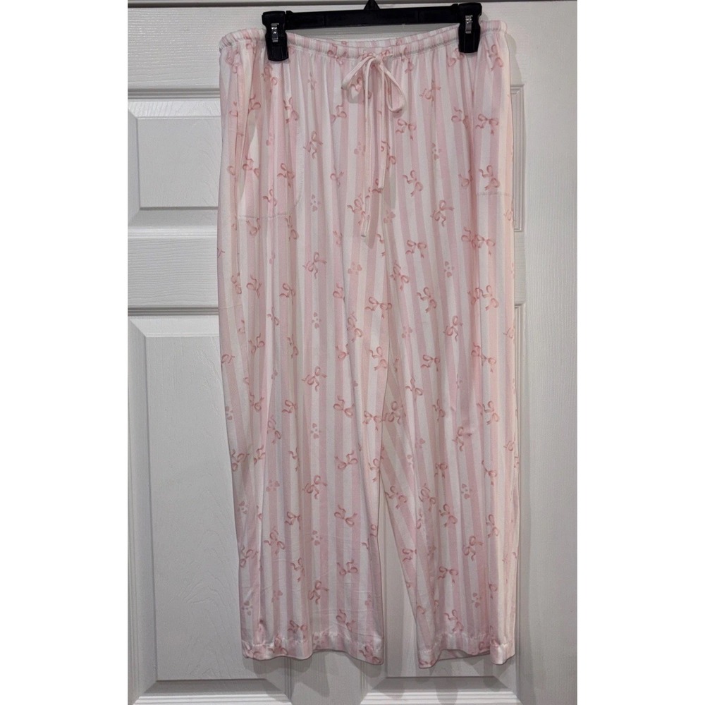 Flora Nikrooz Pajama Set Women XL 14-16 Pink White 2-Piece Top & Pants Sleepwear - Picture 8 of 15